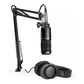 Kit Podcast Audio Technica Microfone Suporte Fone At2020pk Kit Podcast Audio Technica Microfone Suporte Fone At2020pk