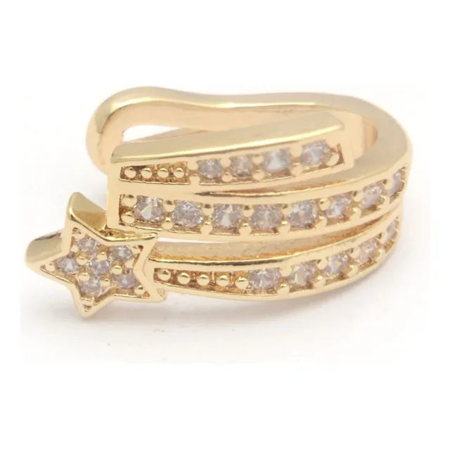 Aro Bidu Cuff Estrella Dorado Con Cubic