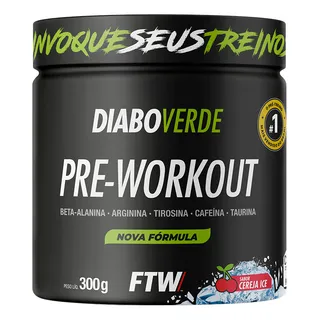 Suplemento Em PĂł Pre Treino Pre Workout Pote 300g Sabor Cereja Ice Ftw - Diabo Verde Suplemento Em PĂł Pre Treino Pre Workout Pote 300g Sabor Cereja Ice Ftw - Diabo Verde