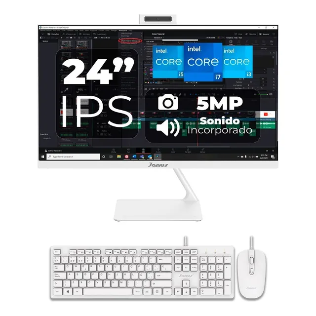 Todo En Uno Blanco Janus Ips 24 Core I5-12400 32g 1tb M.2 Sd 110v