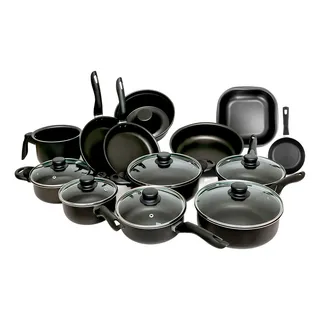 Conjunto Panelas 13 Peças Teflon Antiaderente Tampa De Vidro Cor Preto Conjunto Panelas 13 Peças Teflon Antiaderente Tampa De Vidro Cor Preto