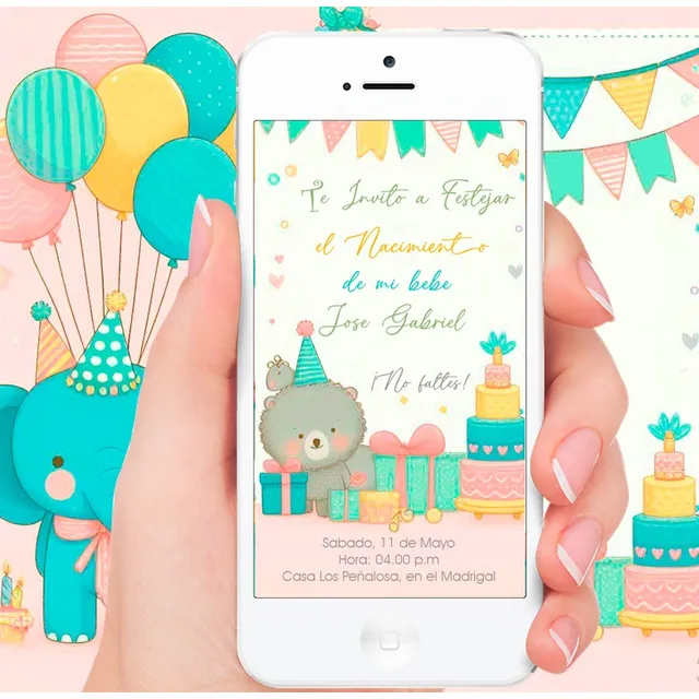 Tarjetas Digitales Con Efectos De Luces Serpentinas Y Globos