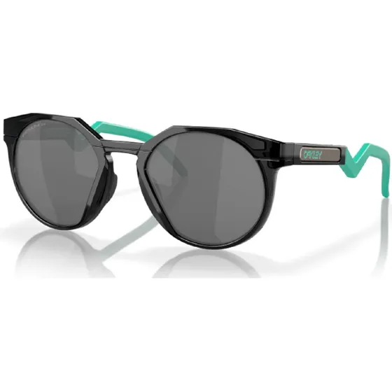 Gafas de sol Oakley Hstn Oo9242 0952 para hombre, color polarizado, marco negro y verde, lente gris varilla, diseño redondo