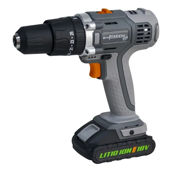 Taladro Rotomartillo Inalámbrico 1/2 18v 50n/m Gladiator Color Gris