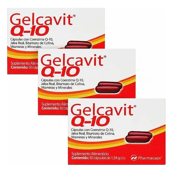 Gelcavit Q10 Con 30 Cápsulas Pharmacaps - 3 Pack Sabor Sin Sabor