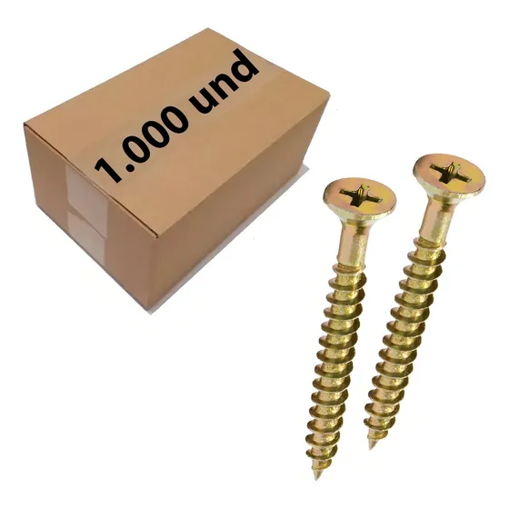Parafuso Chipboard Philips P/ Madeira 4x20 Kit 1000 Peças
