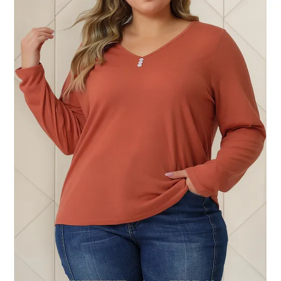 Playera De Talla Grande Blusa Camisetas Casuales Con Botones