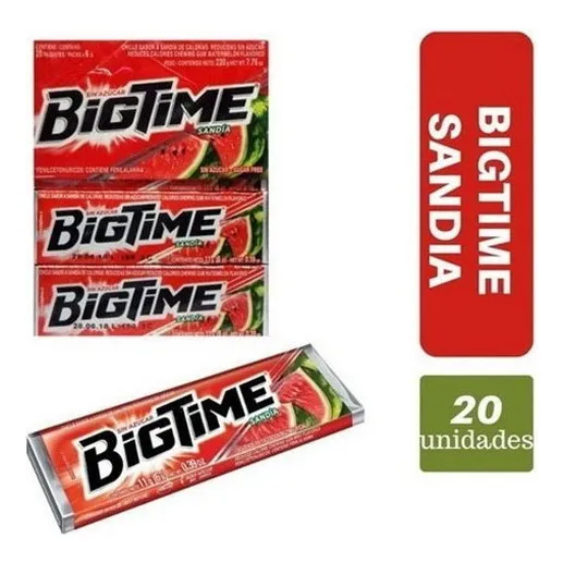 Chicle Bigtime Sandia Caja X 20 Unidades