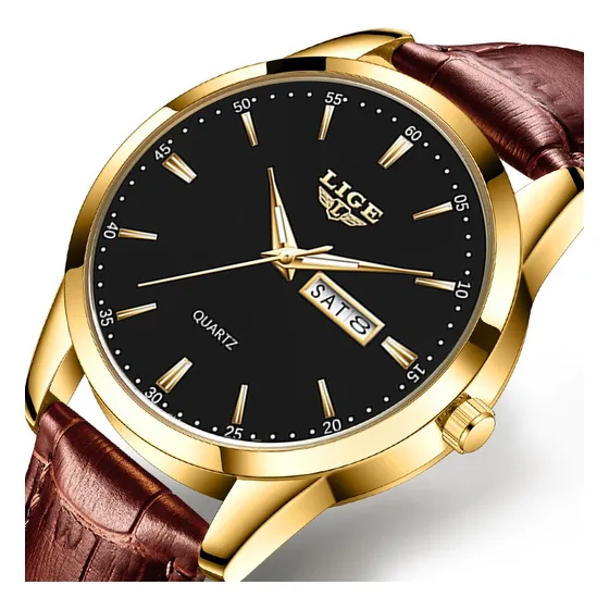 Reloj Cronógrafo Lige LG8970 De Cuero Casual Para Hombre