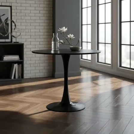 Mesa De Jantar Saarinen Tulipa Redonda 80cm Cor Preta Preto