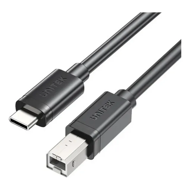 Cable Usb-c Unitek C14140ABK03-3M Para Impresoras 3m Usb-c 480mbps A Usb-b Color Negro