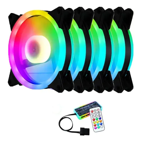 Kit 4 Ventiladores Rgb Y Argb + Hub + Control