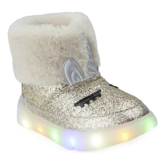 Bota Infantil Novopé Unicórnio Led Menina Forrada Lã