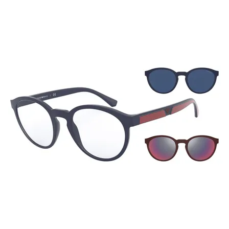 Marco de cristal Emporio Armani Ea4152 56691W con 2 clips, color azul mate
