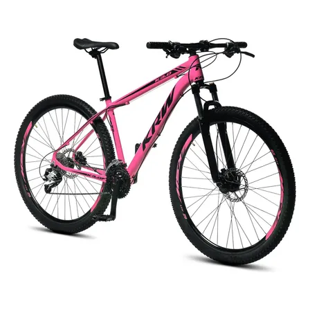 Bicicleta Aro 29 Krw Alumínio 24 Vel Freio A Disco Suspensão Dianteira X42 Cor: Rosa/preto Tamanho Do Quadro 15.5