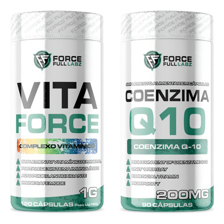 Coenzima Q10 200mg (ubiquinona) C 60 Cápsulas + Vitaforce Az Sabor Sem Sabor Coenzima Q10 200mg (ubiquinona) C 60 Cápsulas + Vitaforce Az Sabor Sem Sabor