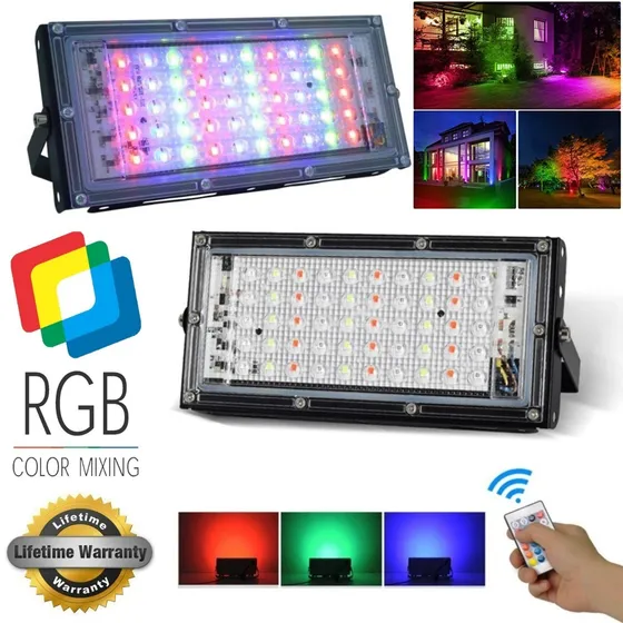 Lampara Reflector Impermeable 50w Luz Led Rgb Ultra Slim
