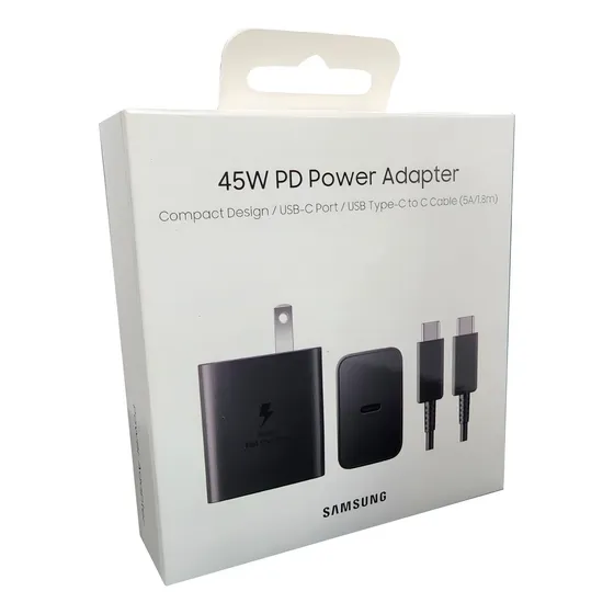 Cargador Samsung Cubo+cable Fast Tipo C/c 45w Color Negro