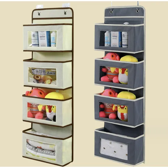 Organizador Estanteria Colgante De Puerta 4 Niveles Ganchos Color Gris