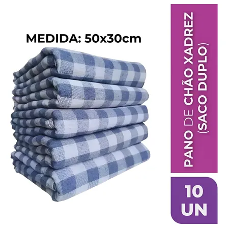 Kit 10 Panos Chão Xadrez Saco Duplo Limpeza Atacado 50x30cm