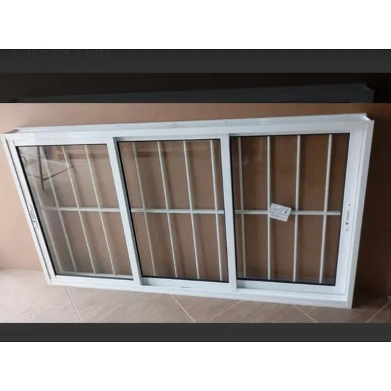 Vitro 3 Folhas Móveis 100x180 Alumínio Branco L- 25 C/ Grade
