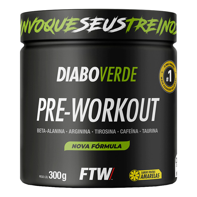 Suplemento Em Pó Pre Treino Pre Workout Pote 300g Sabor Frutas Amarelas Ftw - Diabo Verde Suplemento Em Pó Pre Treino Pre Workout Pote 300g Sabor Frutas Amarelas Ftw - Diabo Verde