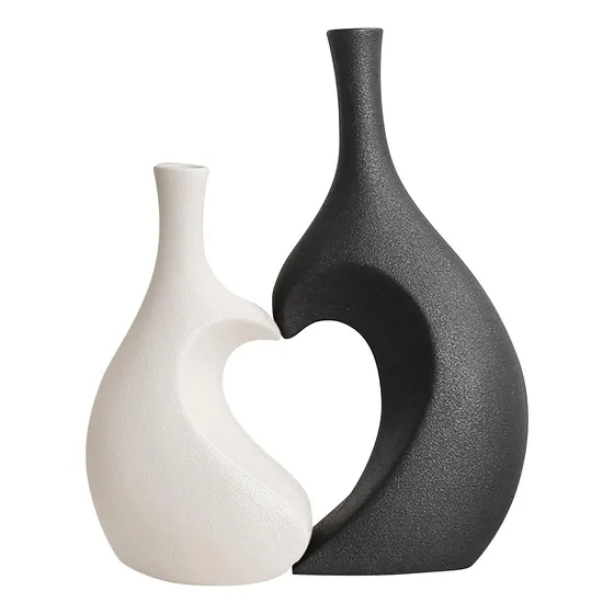 Hwa Juego De Jarrones De Cerámica Minimalistas En Blanco Y
