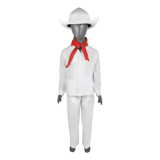 Traje Tipico De Jarocho Veracruzano Adolescente/adulto Completo Sombrero Blanco