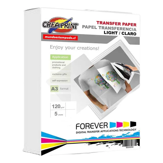 Papel Transfer Para Telas Claras Tamaño A4 5 Unidades