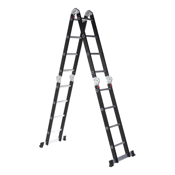 Escalera 4x4 De Aluminio Multiuso Color Negro TE170001 Garden Life