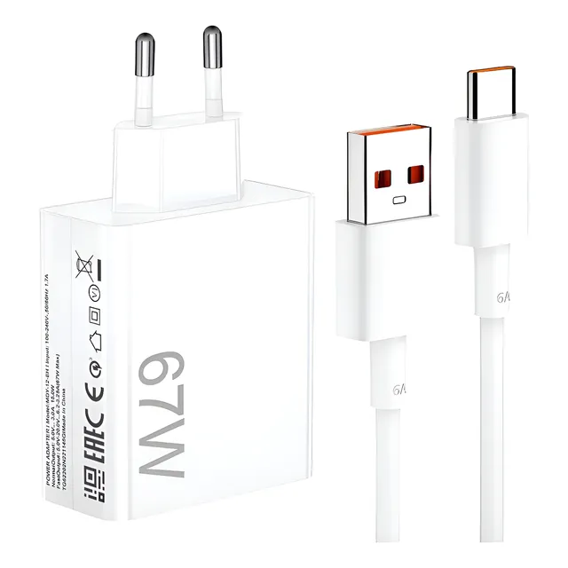 Carregador Rápido 67w Tipo-c Para Mi Turbo Xaiomi Redmi Poco