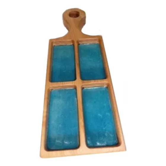 Tabla Picoteo, Fuente De Madera Con Resina Epoxica 