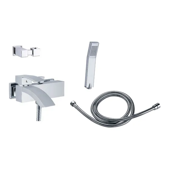 Griferia Baño Bañera Monocomando Minimalista Cuadrado