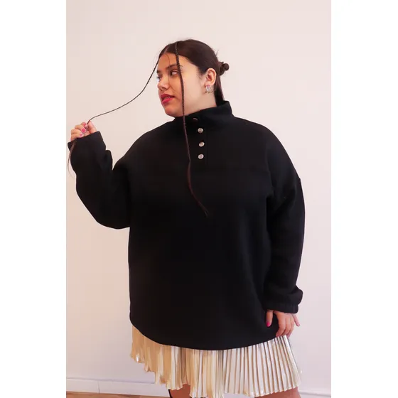 Buzo Frizado Mujer Ananá Plus Size Oversize Cuello Alto