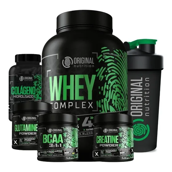 Kit Whey Complex + Bcaa + Gluta + Crea + Colágeno + Shaker