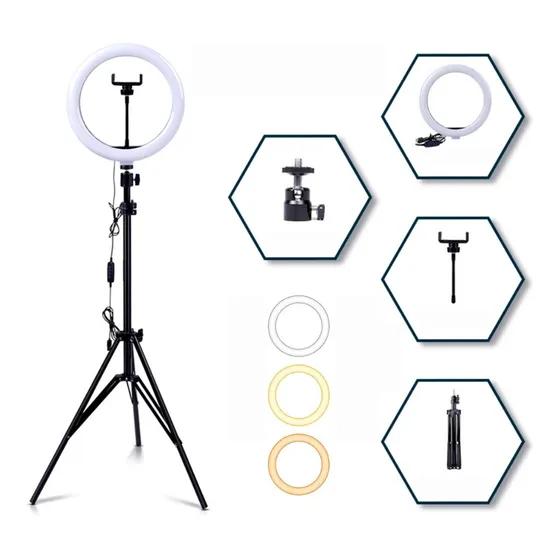 Ringlinght Led Luz Flash Estudio Profissional Com Tripe 210m