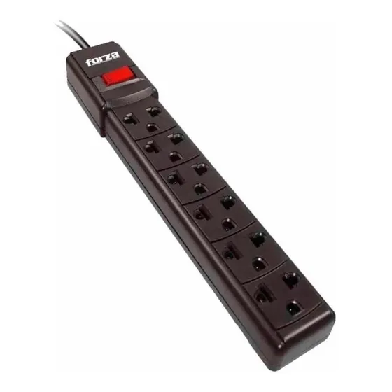 Regleta De 6 Tomas Forza Negro 220v (ps-001b)