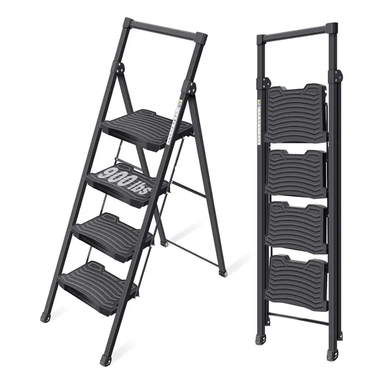 Escalera Plegable De 4 Escalones, Escalera De 4 Peldaños Con