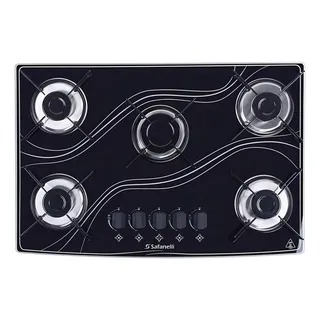 Fogão Cooktop Com Alimentação Gås - Safanelli Lines 5 Bocas Cor Preto - 5 Queimadores Fogão Cooktop Com Alimentação Gås - Safanelli Lines 5 Bocas Cor Preto - 5 Queimadores