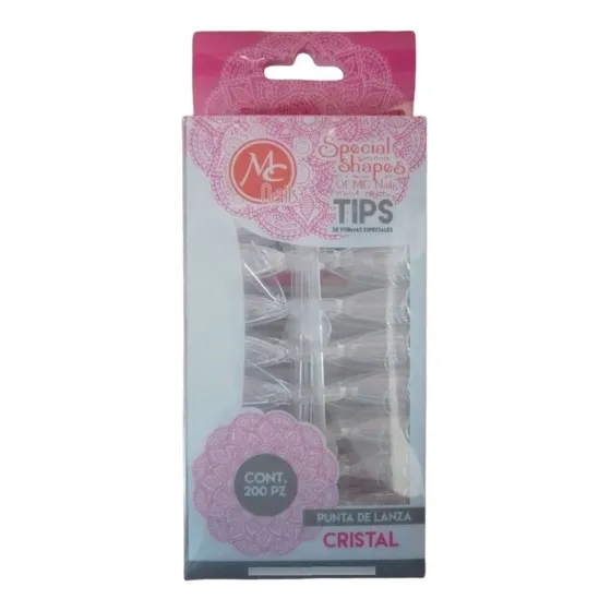 Mc Nails Tips 200 Pzas Punta De Lanza Cristal