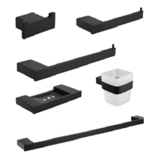 Set Accesorios Baño Acero Inoxidable 304 6 Piezas Negro Mat