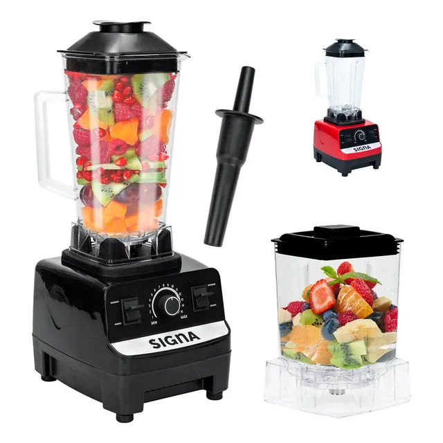 Licuadora Profesional 2 En 1 Vaso 2lt 15 Velocidades Mezclador Moledor Cuchillas Acero Inox Incluyen 2 Vasos Signa Color Negro