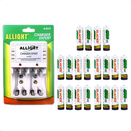 Kit 20 Pilhas Recarregáveis Aa + Carregador Bivolt Aa/aaa 127/220v