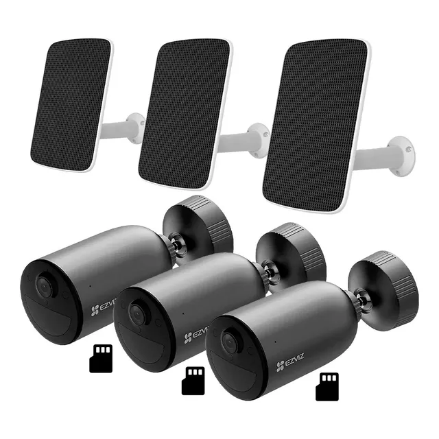 Ezviz Eb3 2k 3-pack 256gb Cámara De Seguridad Wifi 3mp Solar