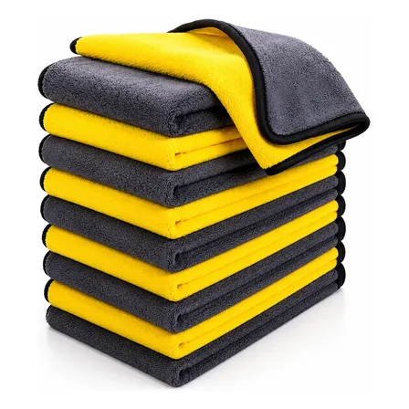 Kit 10 Toalhas Microfibra Dupla Face 600gsm Automotiva Amarelo