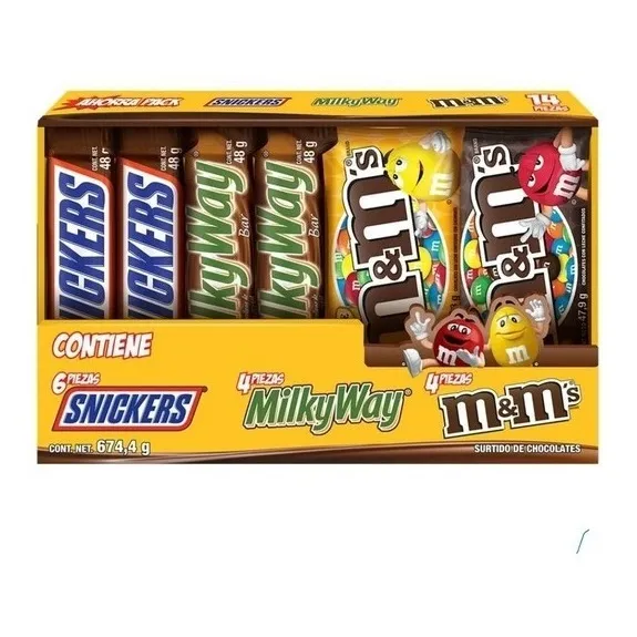 Chocolate Surtido De Chocolate 14pz Snickers M&ms Milkyway