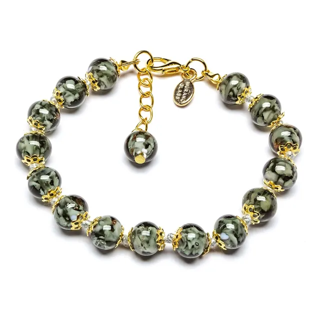 Pulsera De Vidrio De Murano Auténtico  Italia Perlas D...