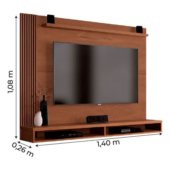 Painel Para Tv Até 50 Polegadas Dijon C/ Prateleira Naturale
