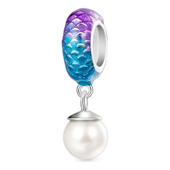 Charm Plata925 Mar Escama Perla Natural Wostu Comptbl Pndora