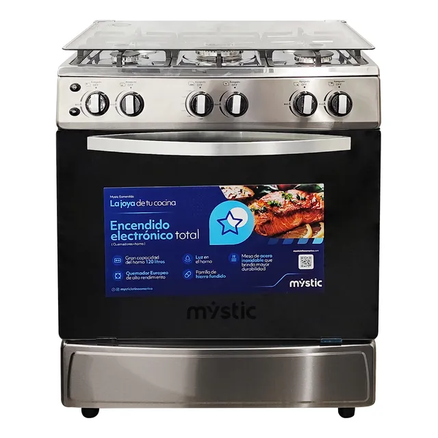 Cocina A Gas Esmeralda 5 Hornillas (30 ) Acero Inox Mystic
